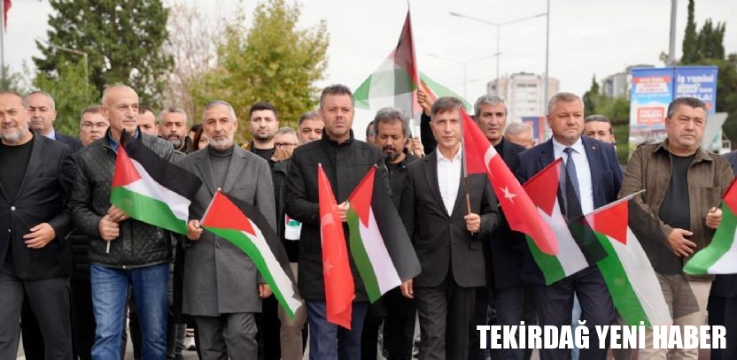 Çorlu`da Gazze Kararlılık Yürüyüşü Düzenlendi