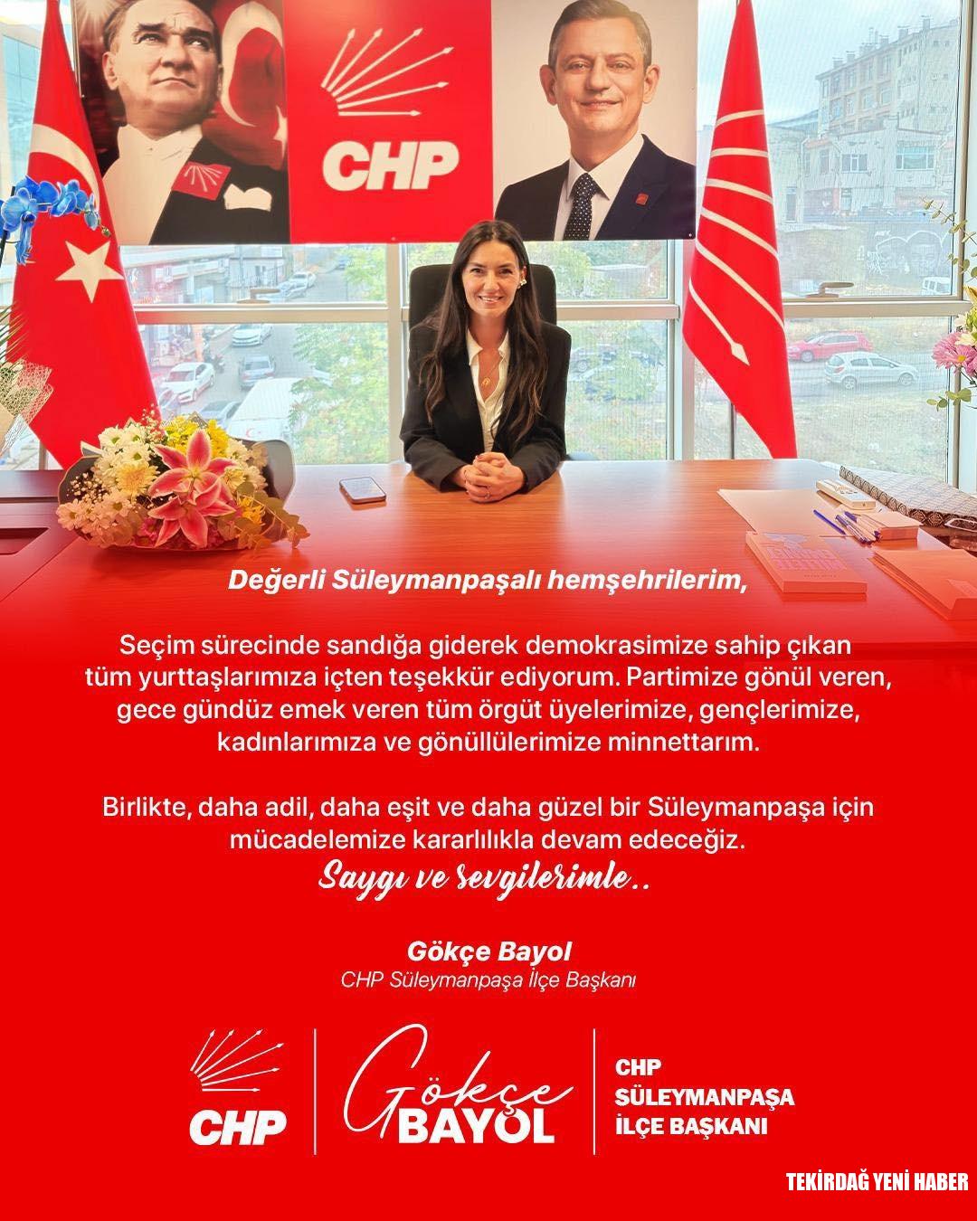 Gökçe Bayol’dan Teşekkür Mesajı