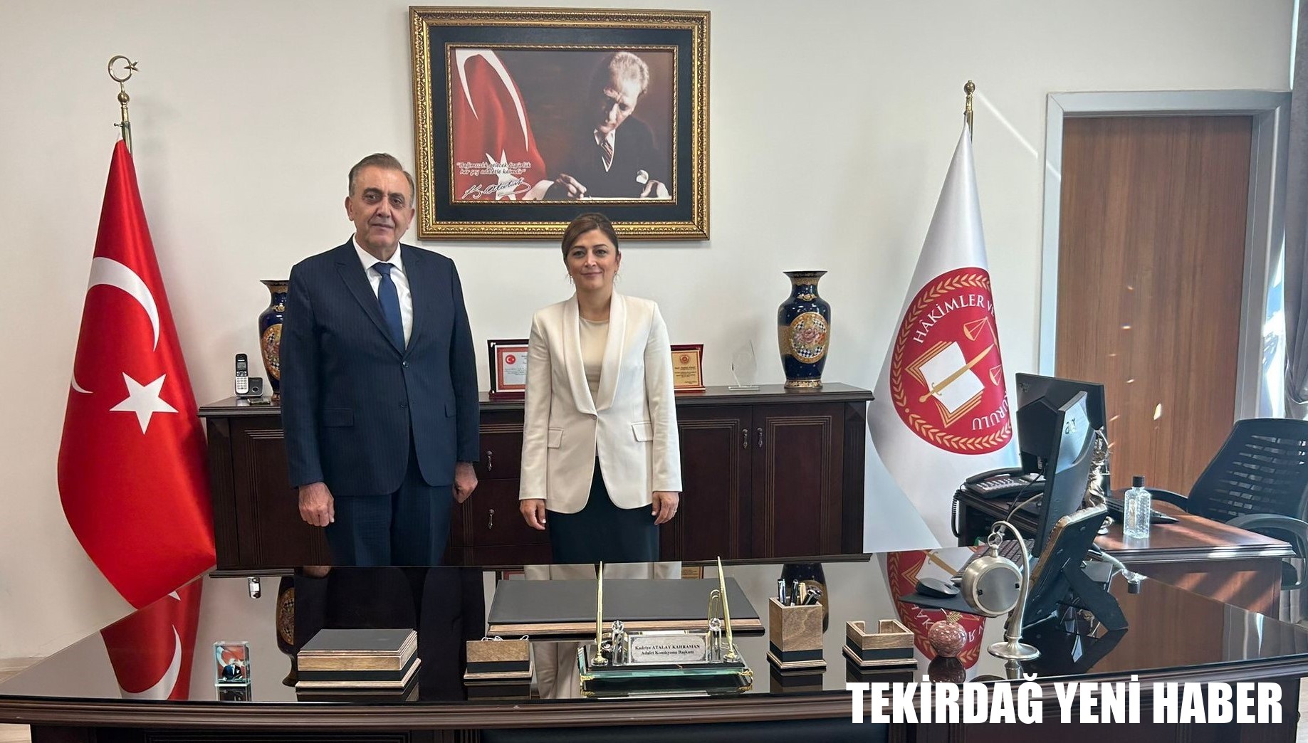 Kaymakamı  Mahmut Nedim TUNÇER, Tekirdağ Adalet Komisyonu Başkanı  Kadriye ATALAY KAHRAMAN’ı makamında ziyarette bulundu.