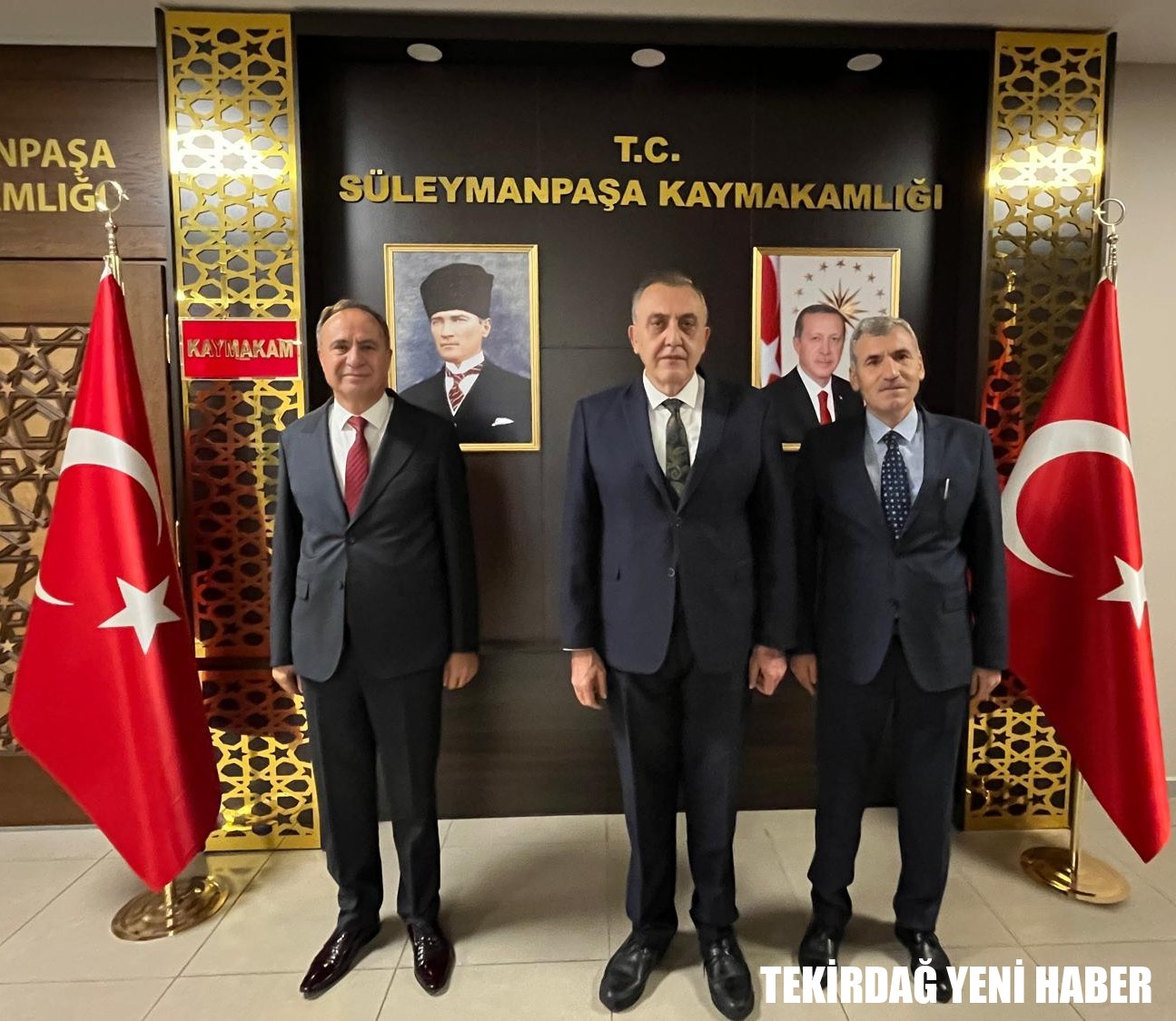 Kaymakamı  Mahmut Nedim TUNÇER, Tekirdağ Ceza İnfaz Kurum Müdürü Mahmut OKUMUŞ’u ve Y Tipi Kurum Müdürü Haydar Ali AK’ı makamında kabul etti.
