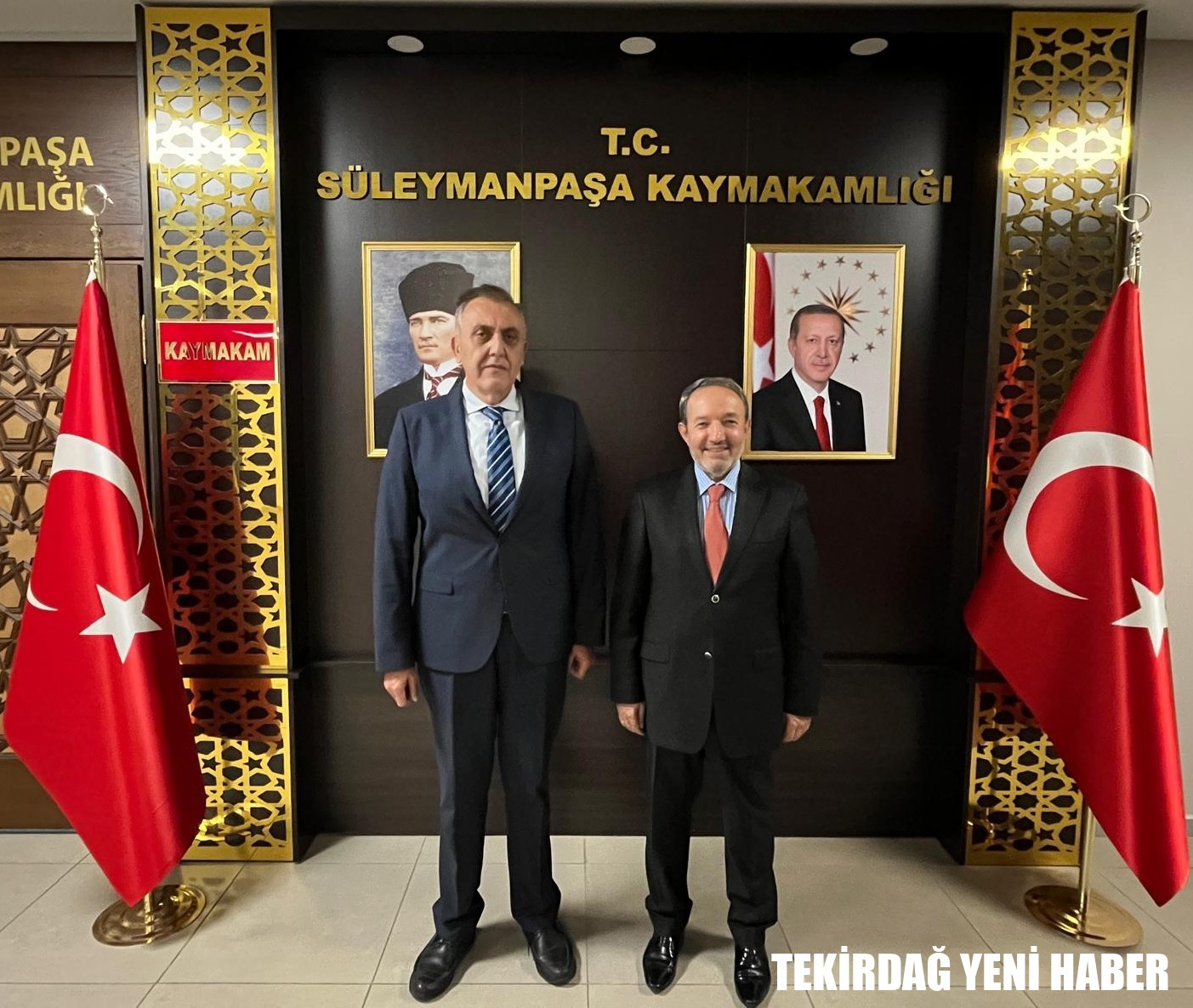 Kaymakamı  Mahmut Nedim TUNÇER, Tekirdağ Halk Sağlığı Hizmetleri Başkanı Dr. Haci Bayram ZENGİN’in ziyaretini makamında kabul etti.