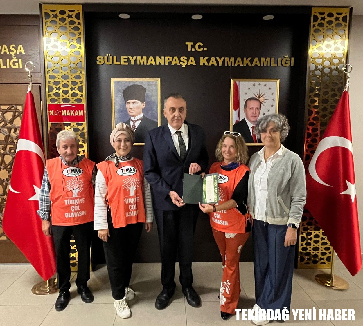 Kaymakamı  Mahmut Nedim TUNÇER, TEMA Vakfı Tekirdağ Başkan Yardımcısı Şükran ÇOLAKKOL’u, TEMA Vakfı…