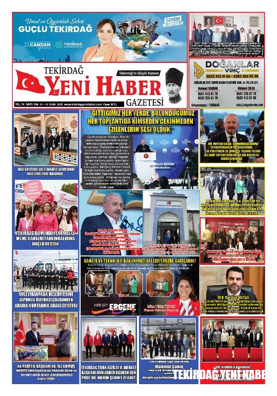Tekirdağ Yeni Haber Gazetesi 564.Sayı Çıktı