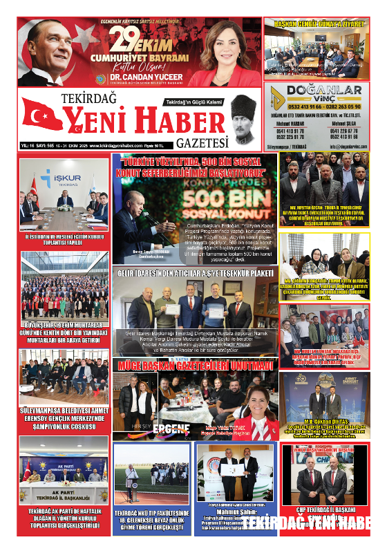 Tekirdağ Yeni Haber Gazetesi 565.Sayı Çıktı