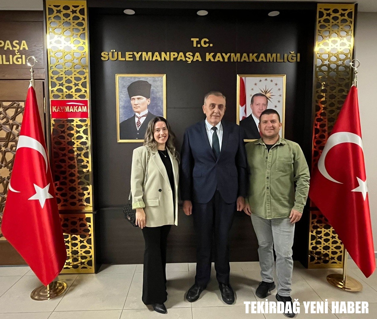 Kaymakamı  Mahmut Nedim TUNÇER, iş insanları Kahraman BERK ve Gözde BERK’in ziyaretlerini makamında kabul etti
