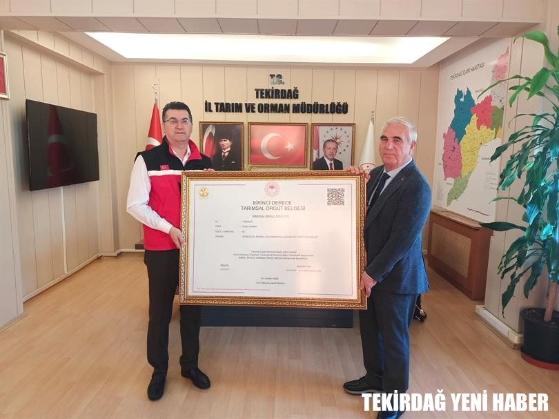 Birinci Derece Tarımsal Örgüt Belgeleri Teslim Edildi