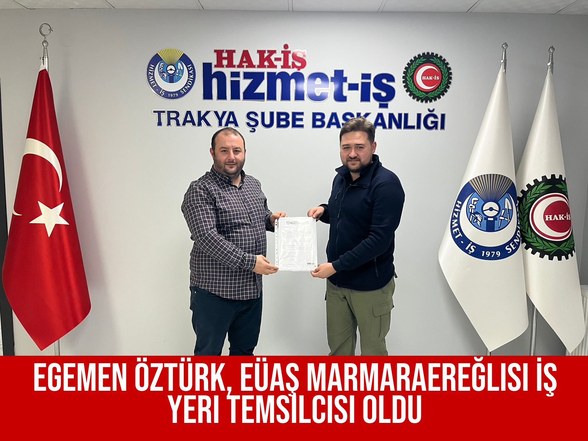 Egemen Öztürk, EÜAŞ Marmaraereğlisi İş Yeri Temsilcisi Oldu