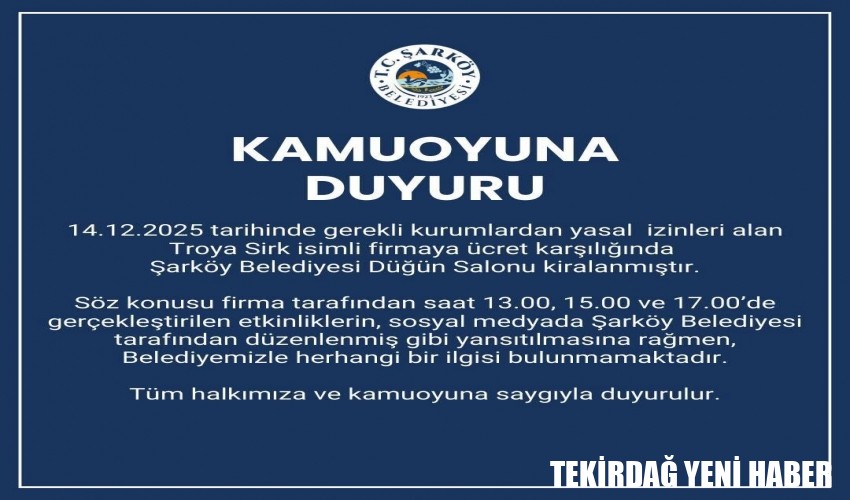 Kamuoyuna saygıyla duyurulur.
