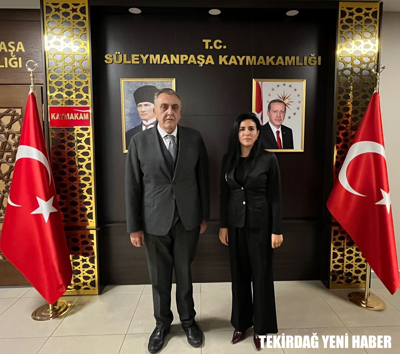 Kaymakamı  Mahmut Nedim TUNÇER, iş insanı Özlem OVACIKLI’nın ziyaretini makamında kabul etti