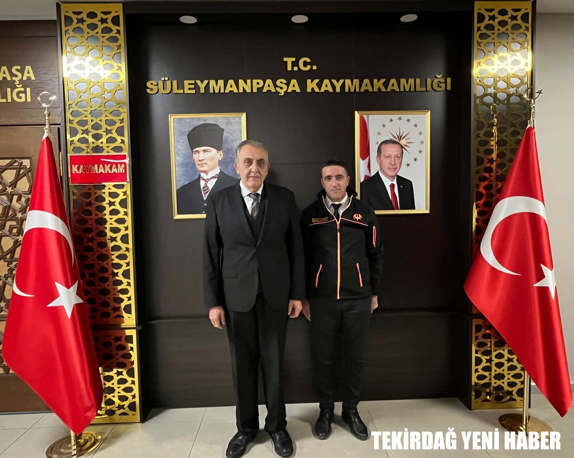 Kaymakamı  Mahmut Nedim TUNÇER, Tekirdağ Karayolları 18. Şube Şefi Sadık GÜLLER’in ziyaretini makamında kabul etti