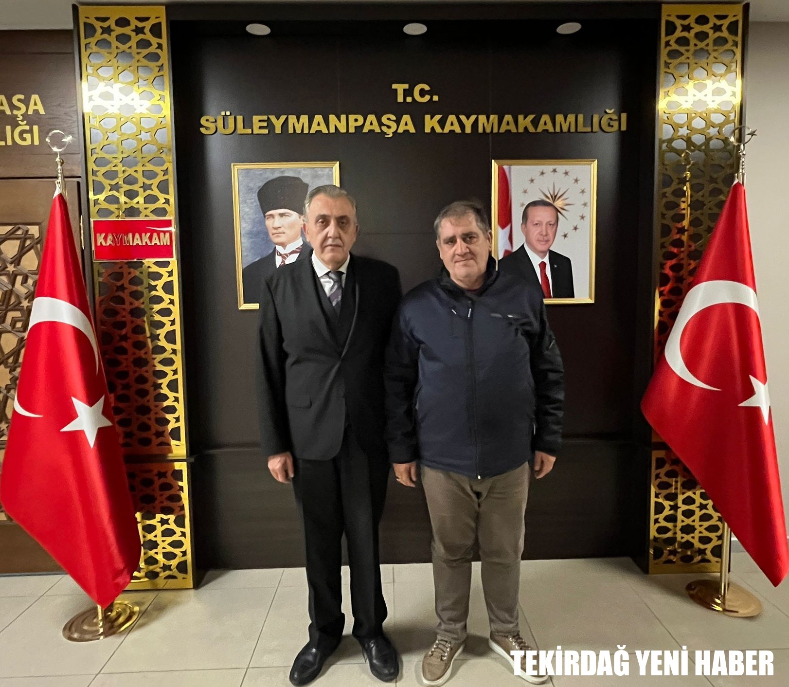 Kaymakamı  Mahmut Nedim TUNÇER, Tekirdağ Kent Haber Gazetesi imtiyaz sahibi Mehmet ŞEN’in ziyaretini makamında kabul etti