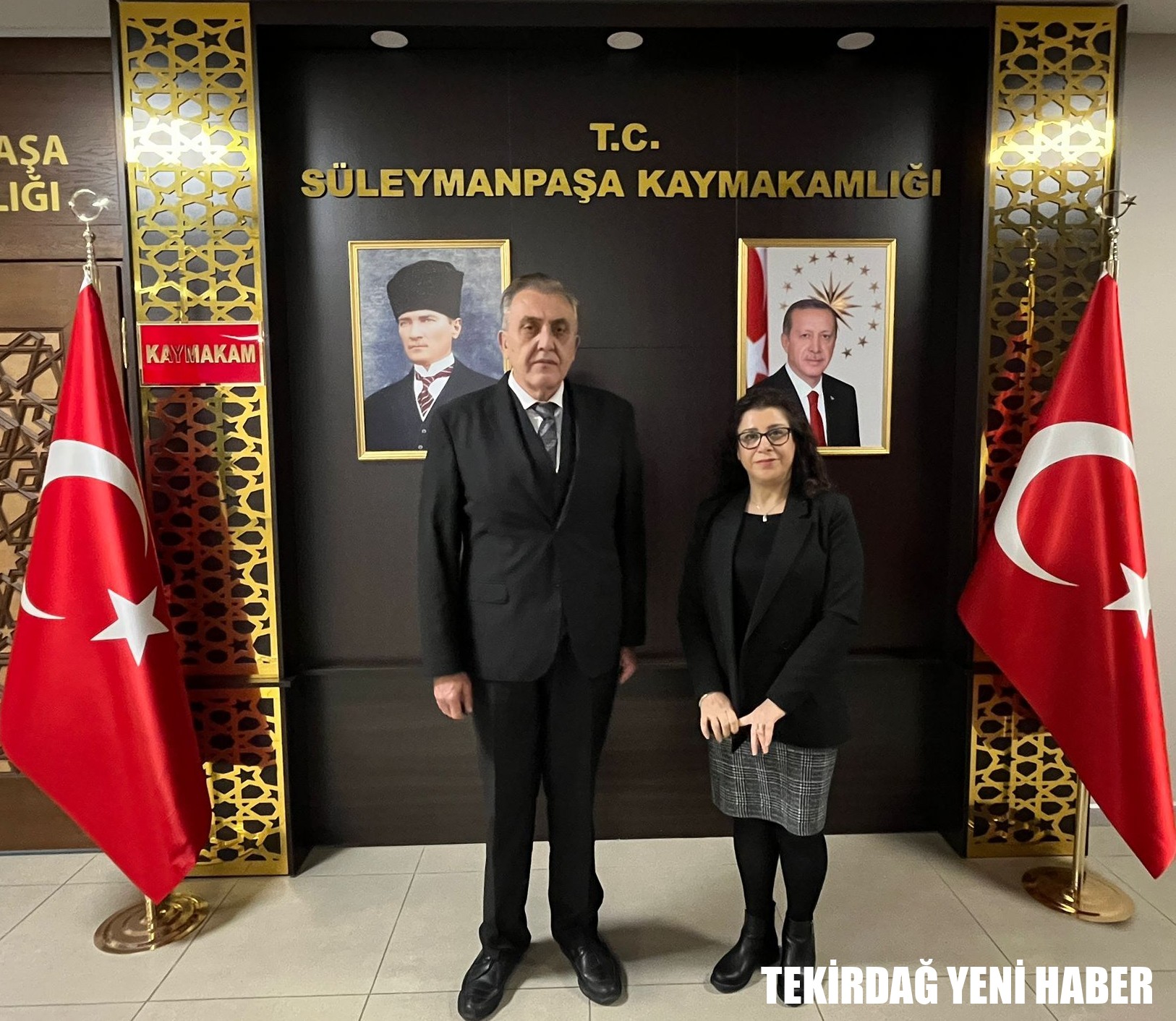 Kaymakamı  Mahmut Nedim TUNÇER, Tekirdağ PTT Başmüdürü Funda ŞENTÜRK’ün ziyaretini makamında kabul etti