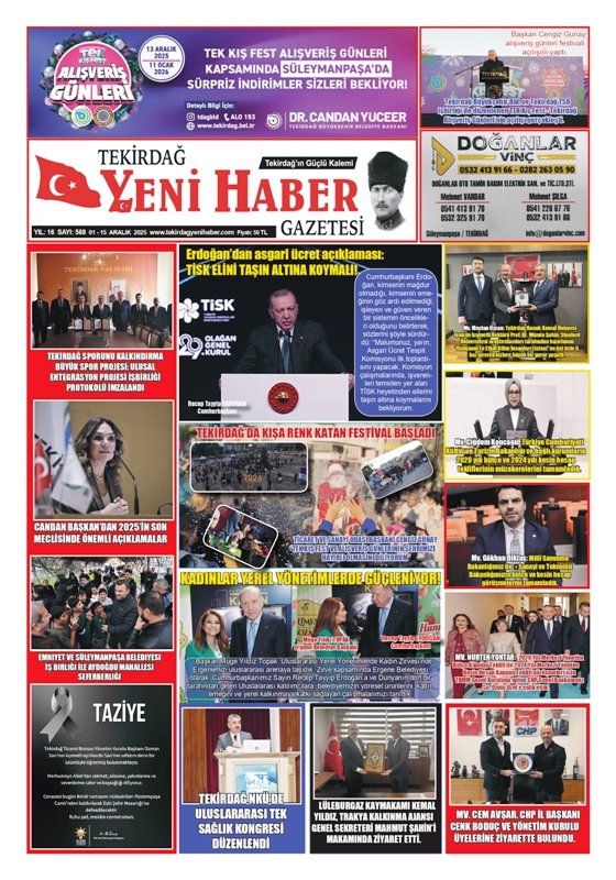 Tekirdağ Yeni Haber Gazetesi 568.Sayı Çıktı