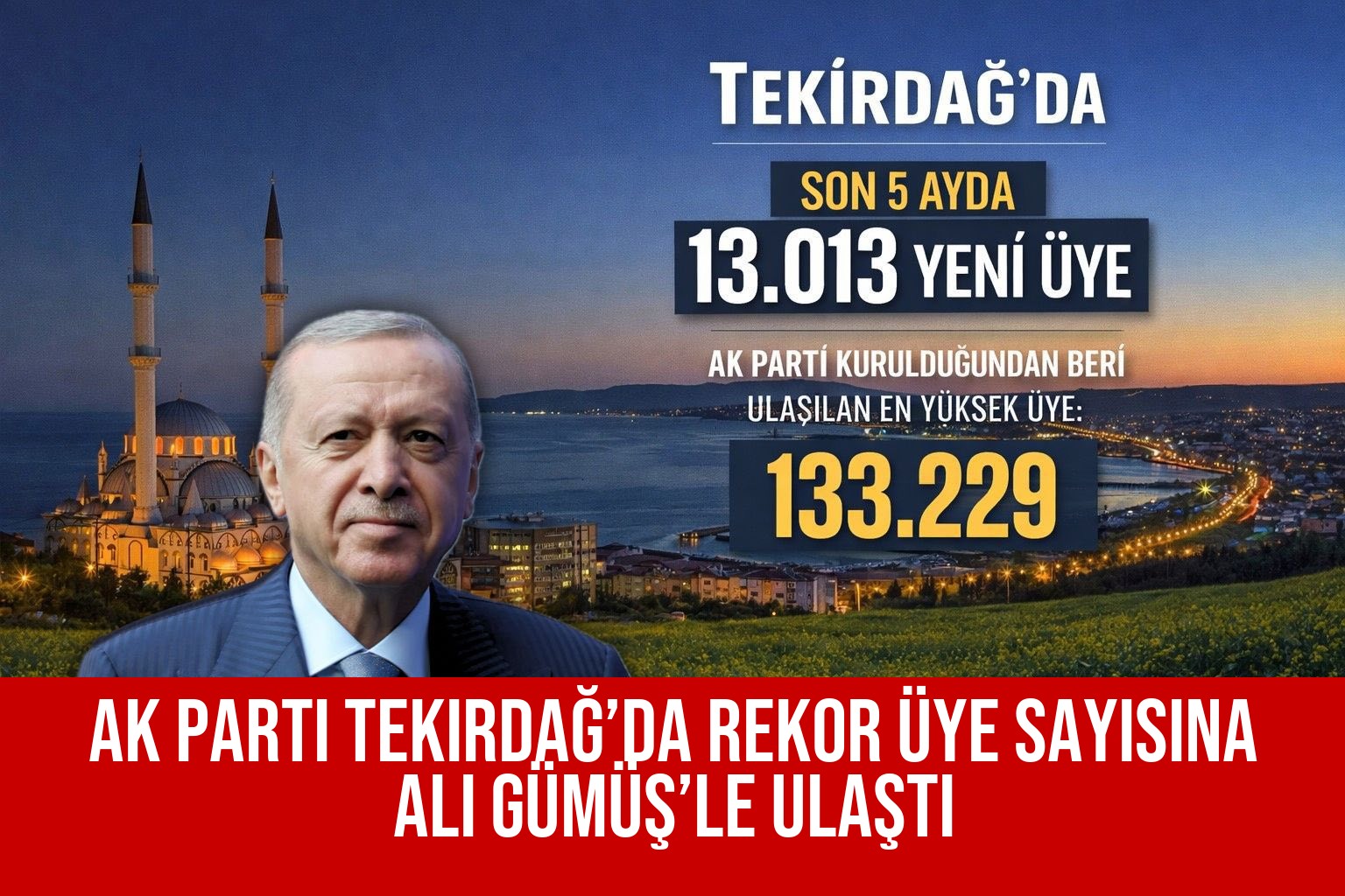 AK Parti Tekirdağ’da Rekor Üye Sayısına Ali Gümüş’le Ulaştı