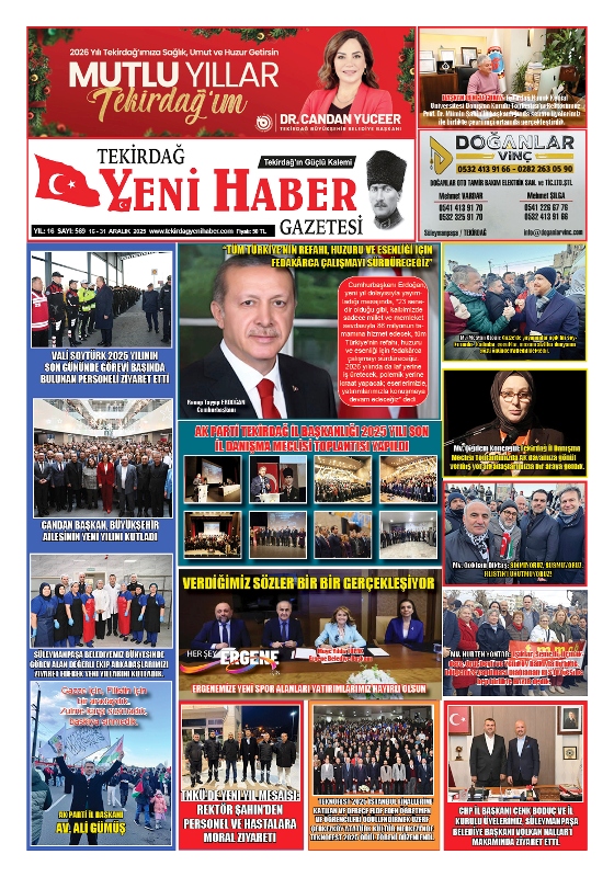 Tekirdağ Yeni Haber Gazetesi 569.Sayı Çıktı