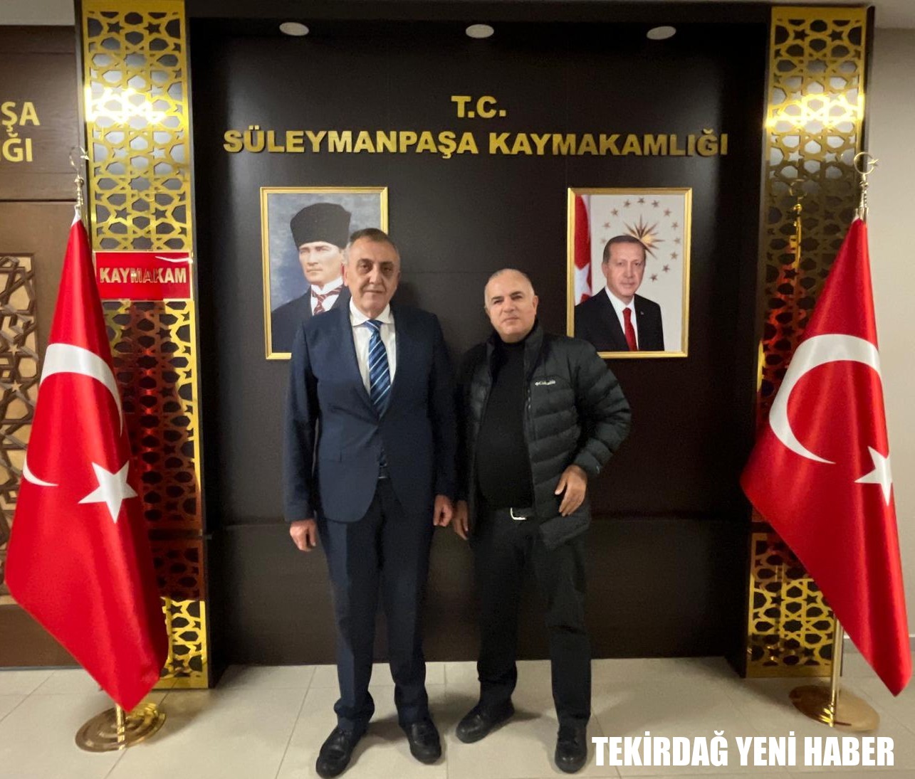 Süleymanpaşa Kaymakamı  Mahmut Nedim TUNÇER, iş insanı Fehmi ALAYDIN’ın ziyaretini makamında kabul etti