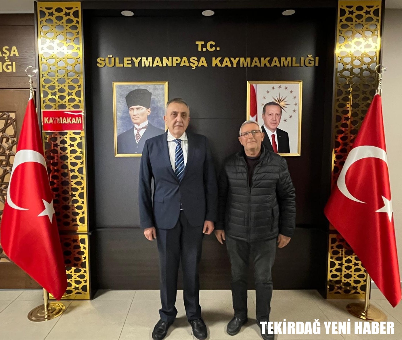 Süleymanpaşa Kaymakamı  Mahmut Nedim TUNÇER, iş insanı Metin ÇALIŞKAN’ın ziyaretini makamında kabul etti