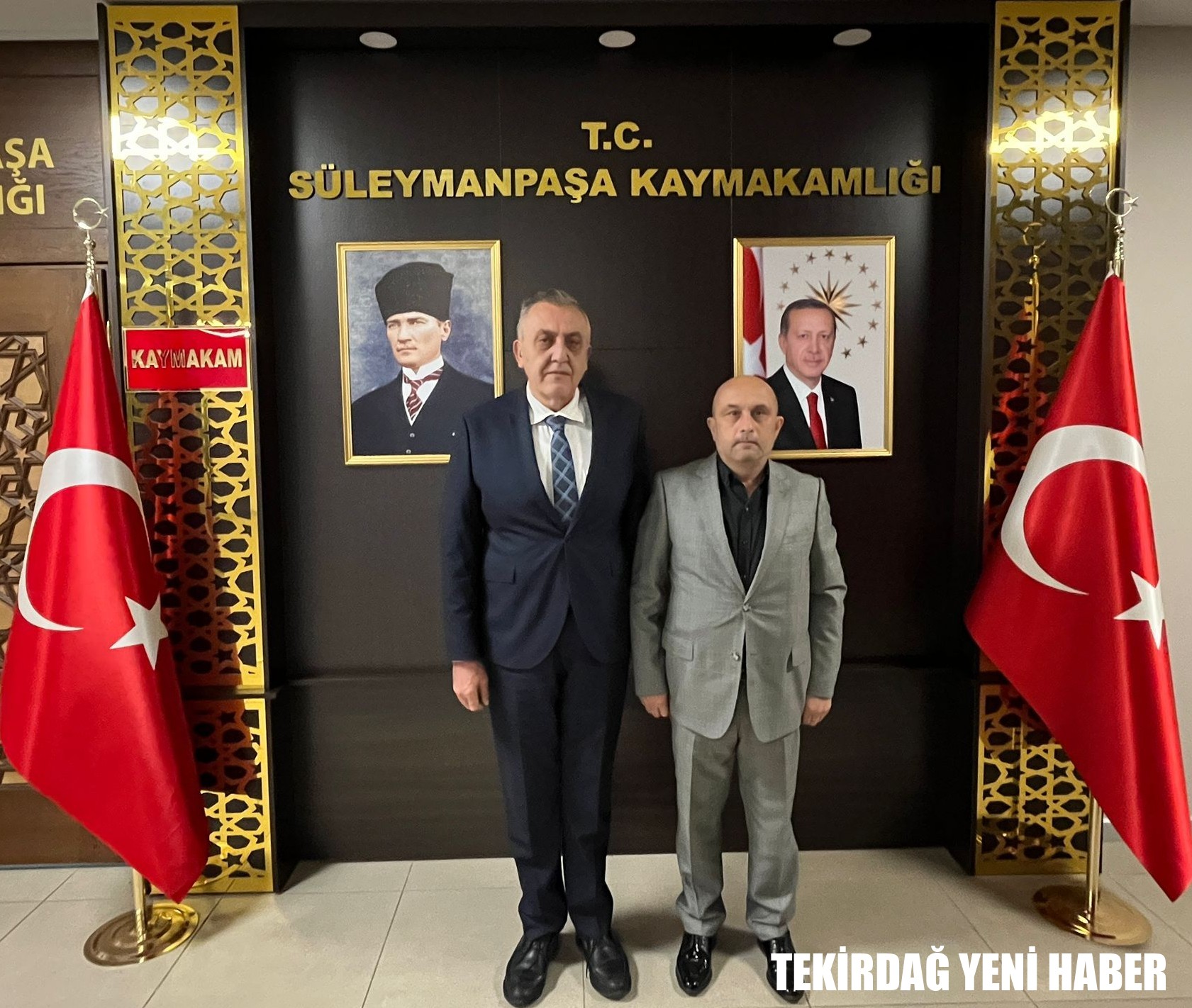 Süleymanpaşa Kaymakamı  Mahmut Nedim TUNÇER, Tekirdağ Emiryakup Kırım Temsilcisi Adil BİLSEL’in ziyaretini makamında kabul etti