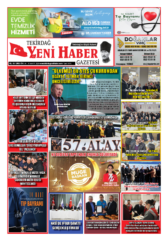 Tekirdağ Yeni Haber Gazetesi 574.Sayı Çıktı