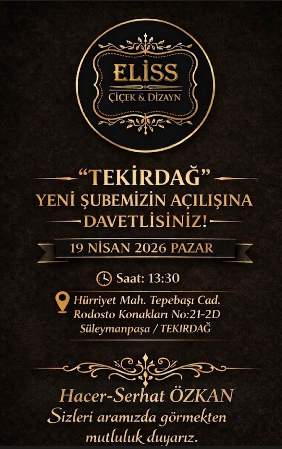 Eliss Çiçek & Dizayn Tekirdağ’da Yeni Şubesini Açıyor