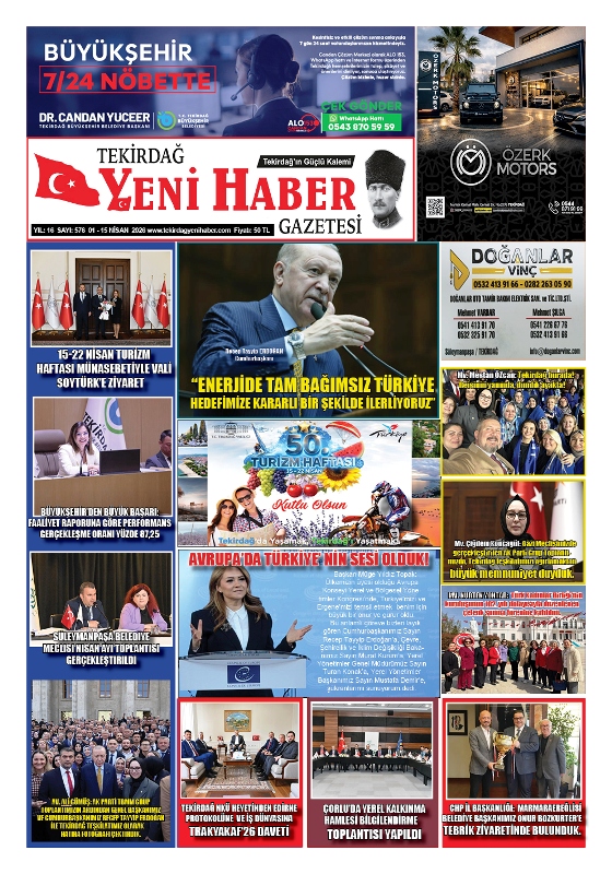 Tekirdağ Yeni Haber Gazetesi 576.Sayı Çıktı