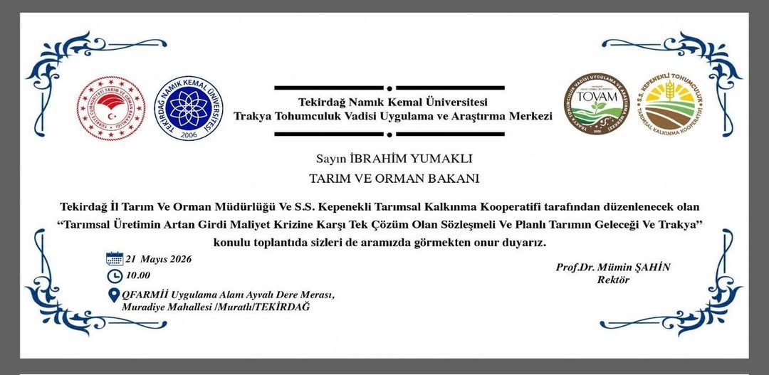 Tekirdağ’da Tarımın Geleceği Masaya Yatırılacak