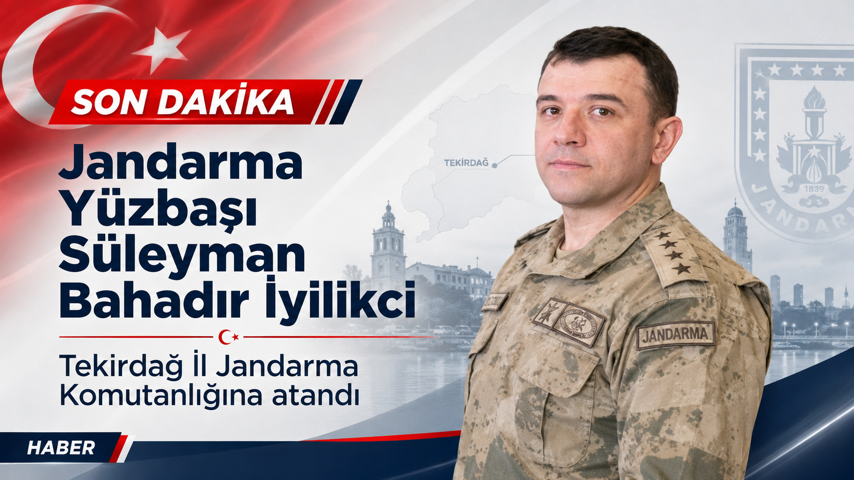 Tekirdağ İl Jandarma Komutanlığına Yeni Atama