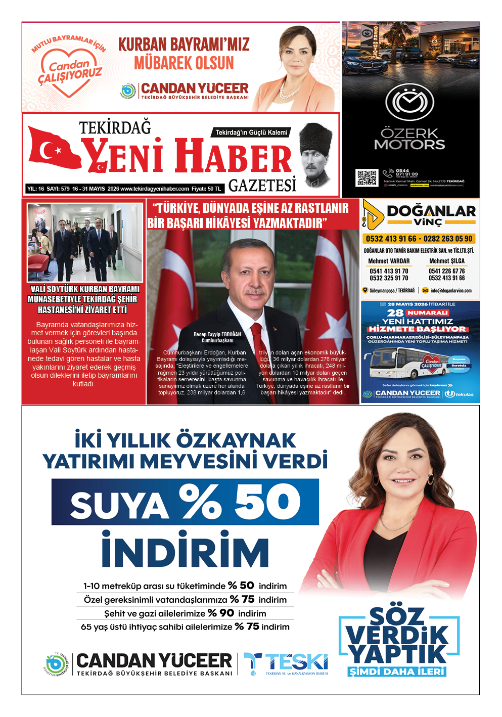 Tekirdağ Yeni Haber Gazetesi 579.Sayı Çıktı